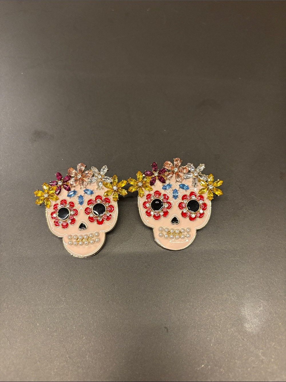Day of the dead Sugar Skull earrings- Multicolor